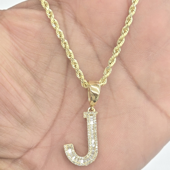 Real Diamond 10kt Gold Initial J Pendant